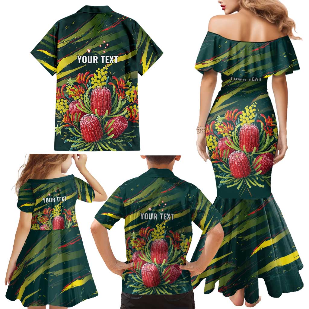 Australian Native Flower Personalised Family Matching Mermaid Dress and Hawaiian Shirt Banksia Nature’s Wild Flame - Aussie Hoodie