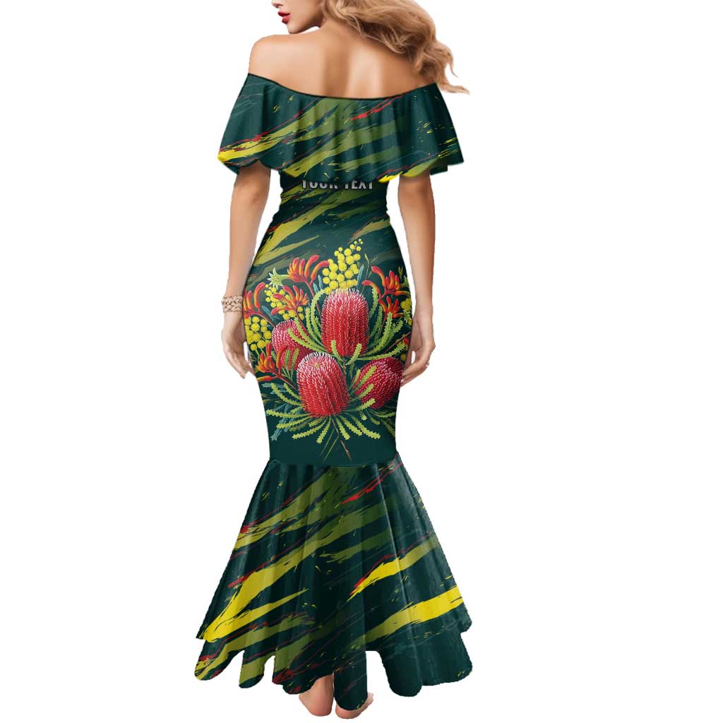 Australian Native Flower Personalised Family Matching Mermaid Dress and Hawaiian Shirt Banksia Nature’s Wild Flame - Aussie Hoodie
