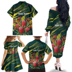 Australian Native Flower Personalised Family Matching Off The Shoulder Long Sleeve Dress and Hawaiian Shirt Banksia Nature’s Wild Flame - Aussie Hoodie