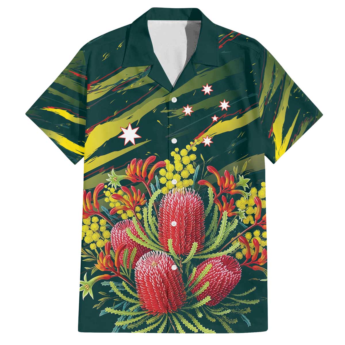 Australian Native Flower Personalised Family Matching Off The Shoulder Long Sleeve Dress and Hawaiian Shirt Banksia Nature’s Wild Flame - Aussie Hoodie