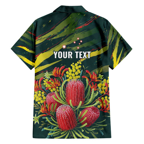 Australian Native Flower Personalised Family Matching Off The Shoulder Long Sleeve Dress and Hawaiian Shirt Banksia Nature’s Wild Flame - Aussie Hoodie