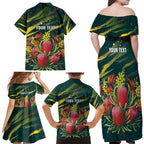 Australian Native Flower Personalised Family Matching Off Shoulder Maxi Dress and Hawaiian Shirt Banksia Nature’s Wild Flame - Aussie Hoodie