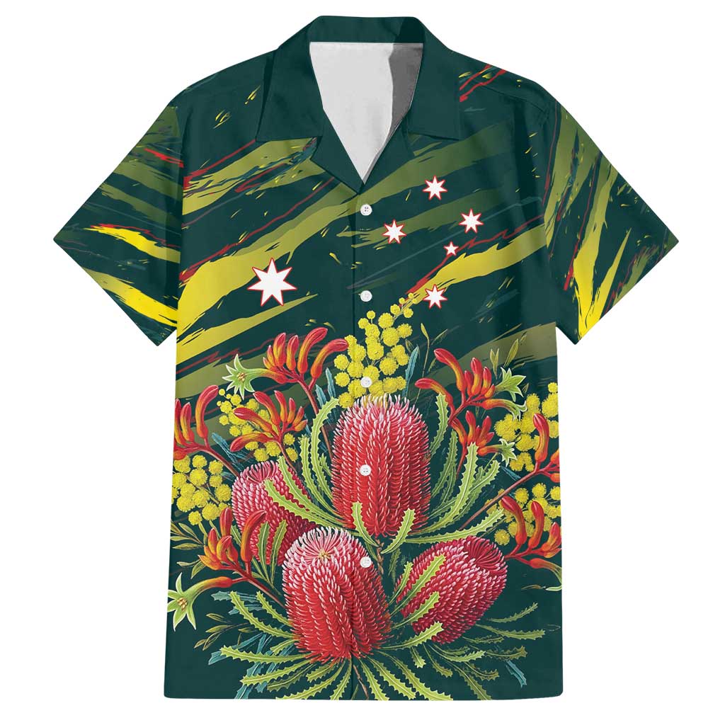 Australian Native Flower Personalised Family Matching Off Shoulder Short Dress and Hawaiian Shirt Banksia Nature’s Wild Flame - Aussie Hoodie