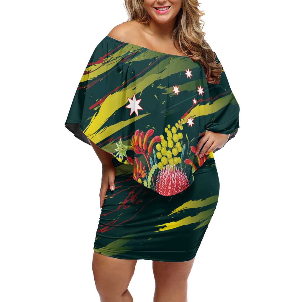 Australian Native Flower Personalised Family Matching Off Shoulder Short Dress and Hawaiian Shirt Banksia Nature’s Wild Flame - Aussie Hoodie