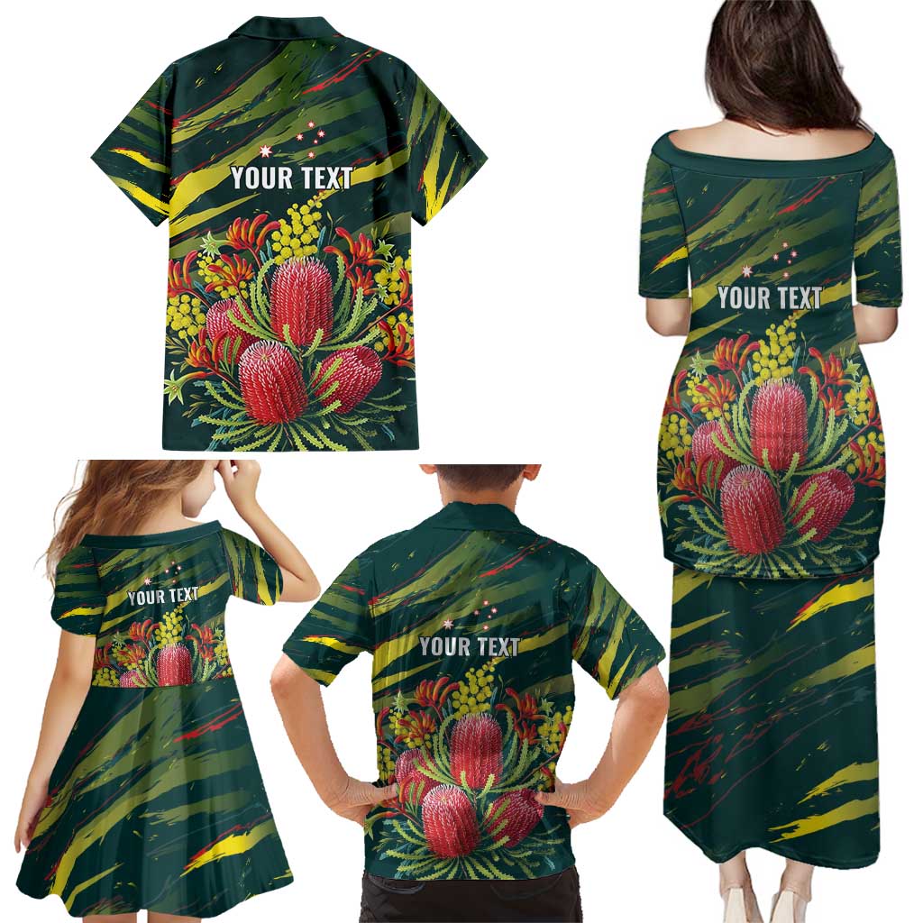 Australian Native Flower Personalised Family Matching Puletasi and Hawaiian Shirt Banksia Nature’s Wild Flame - Aussie Hoodie