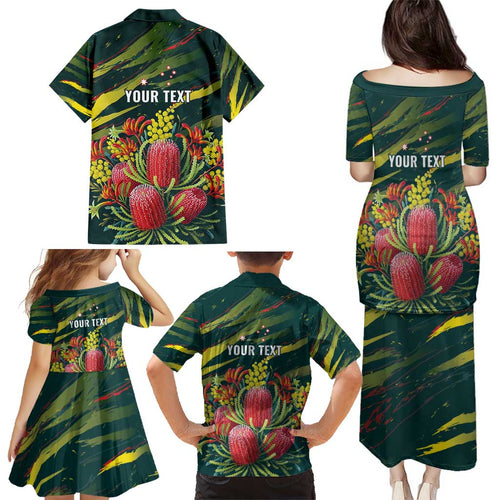 Australian Native Flower Personalised Family Matching Puletasi and Hawaiian Shirt Banksia Nature’s Wild Flame - Aussie Hoodie