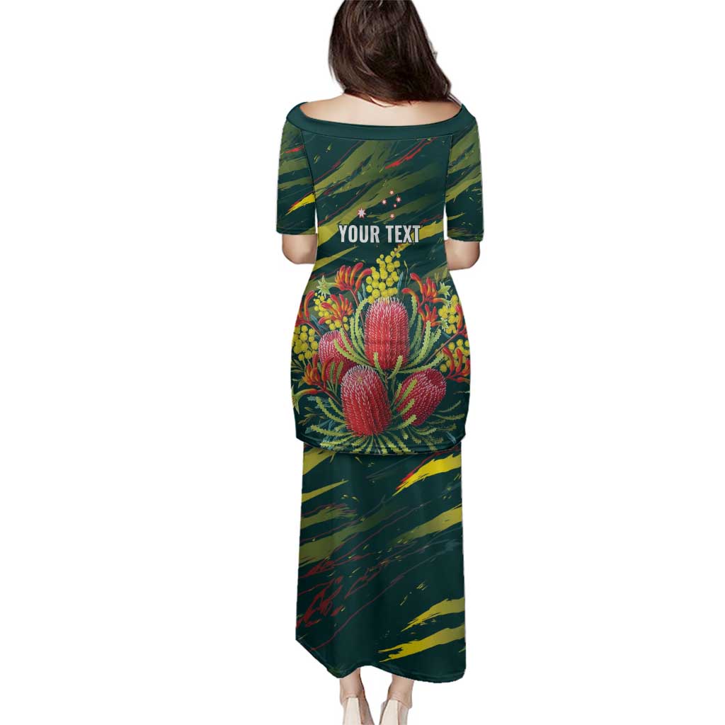 Australian Native Flower Personalised Family Matching Puletasi and Hawaiian Shirt Banksia Nature’s Wild Flame - Aussie Hoodie