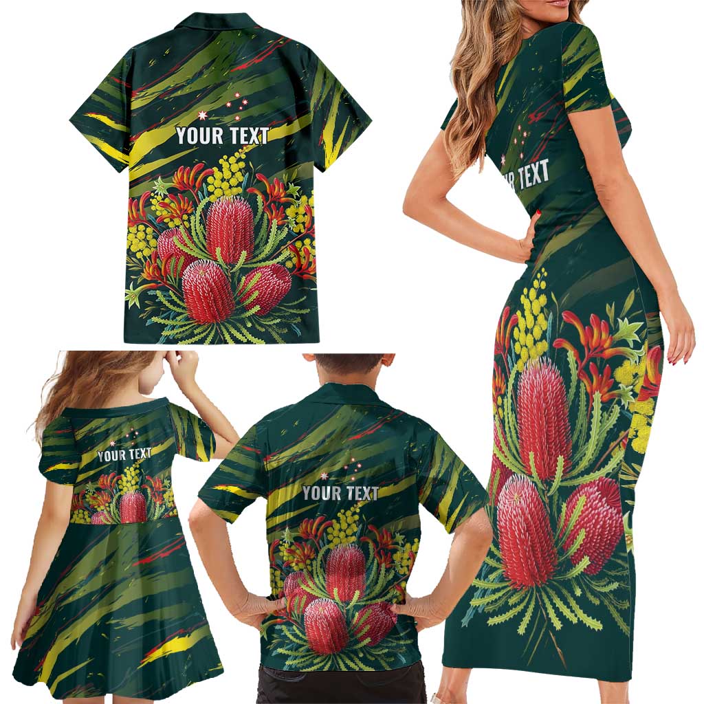 Australian Native Flower Personalised Family Matching Short Sleeve Bodycon Dress and Hawaiian Shirt Banksia Nature’s Wild Flame - Aussie Hoodie