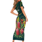 Australian Native Flower Personalised Family Matching Short Sleeve Bodycon Dress and Hawaiian Shirt Banksia Nature’s Wild Flame - Aussie Hoodie