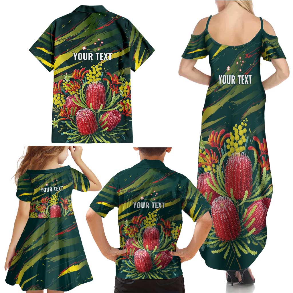 Australian Native Flower Personalised Family Matching Summer Maxi Dress and Hawaiian Shirt Banksia Nature’s Wild Flame - Aussie Hoodie