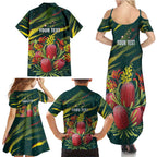 Australian Native Flower Personalised Family Matching Summer Maxi Dress and Hawaiian Shirt Banksia Nature’s Wild Flame - Aussie Hoodie