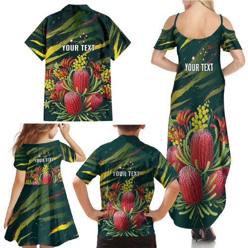 Australian Native Flower Personalised Family Matching Summer Maxi Dress and Hawaiian Shirt Banksia Nature’s Wild Flame - Aussie Hoodie