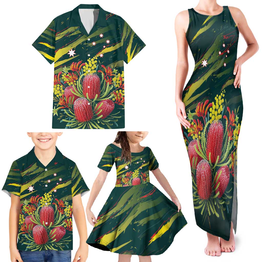 Australian Native Flower Personalised Family Matching Tank Maxi Dress and Hawaiian Shirt Banksia Nature’s Wild Flame - Aussie Hoodie