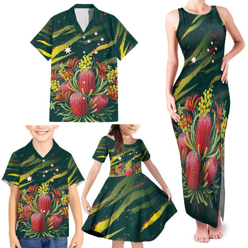 Australian Native Flower Personalised Family Matching Tank Maxi Dress and Hawaiian Shirt Banksia Nature’s Wild Flame - Aussie Hoodie