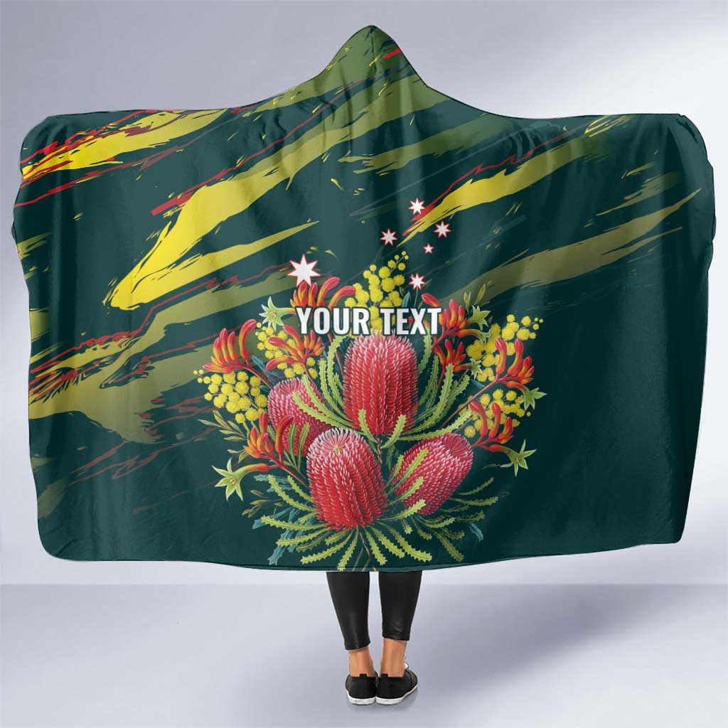 Australian Native Flower Personalised Hooded Blanket Banksia Nature’s Wild Flame - Aussie Hoodie
