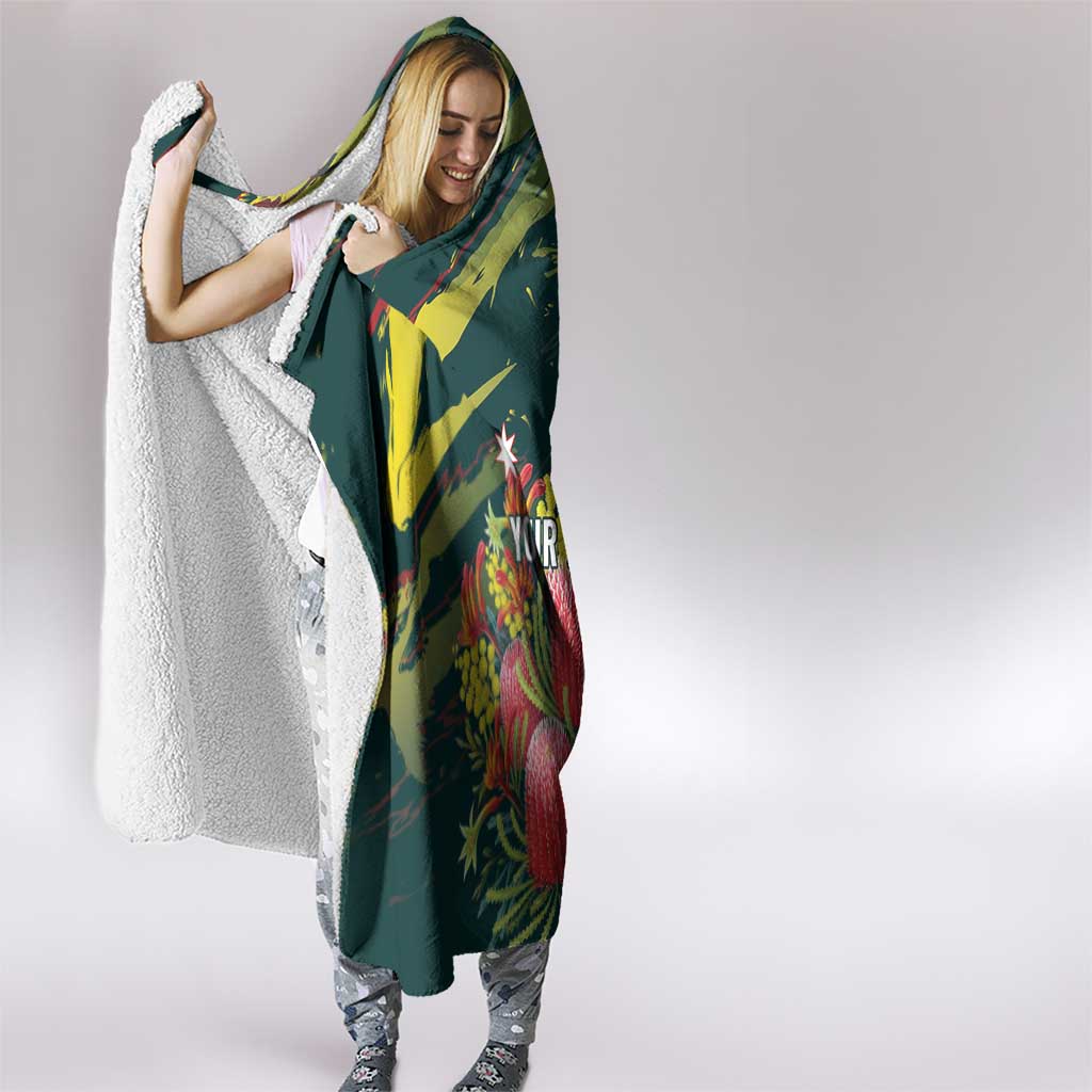 Australian Native Flower Personalised Hooded Blanket Banksia Nature’s Wild Flame - Aussie Hoodie