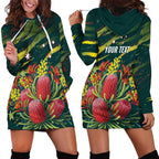 Australian Native Flower Personalised Hoodie Dress Banksia Nature’s Wild Flame - Aussie Hoodie