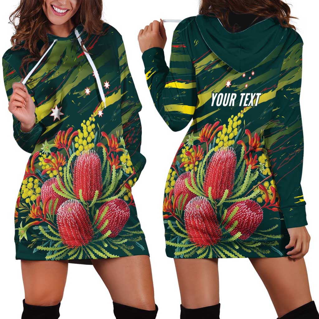 Australian Native Flower Personalised Hoodie Dress Banksia Nature’s Wild Flame - Aussie Hoodie