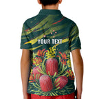 Australian Native Flower Personalised Kid Polo Shirt Banksia Nature’s Wild Flame - Aussie Hoodie