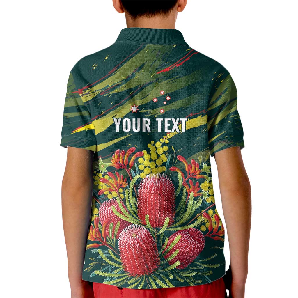 Australian Native Flower Personalised Kid Polo Shirt Banksia Nature’s Wild Flame - Aussie Hoodie