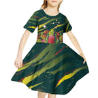 Australian Native Flower Personalised Kid Short Sleeve Dress Banksia Nature’s Wild Flame - Aussie Hoodie