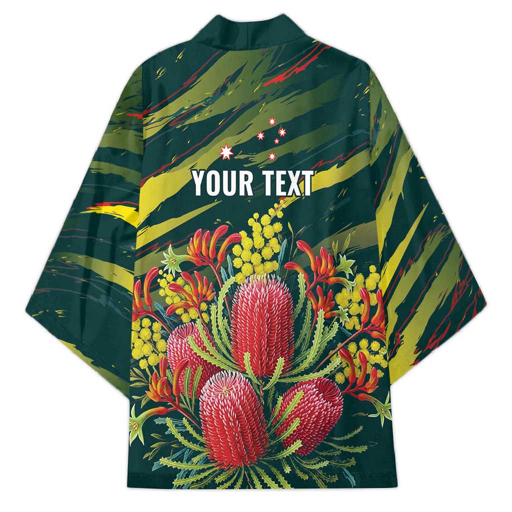 Australian Native Flower Personalised Kimono Banksia Nature’s Wild Flame - Aussie Hoodie