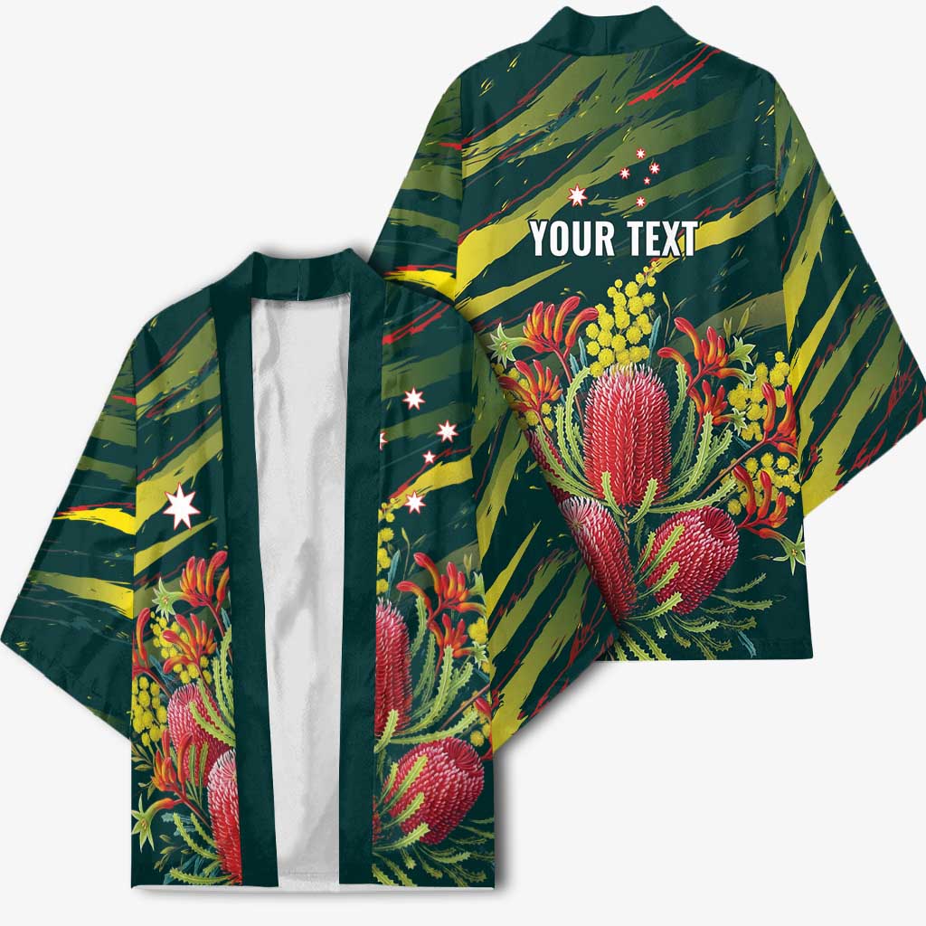 Australian Native Flower Personalised Kimono Banksia Nature’s Wild Flame - Aussie Hoodie