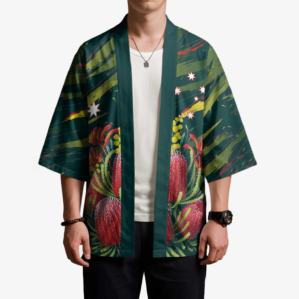 Australian Native Flower Personalised Kimono Banksia Nature’s Wild Flame - Aussie Hoodie