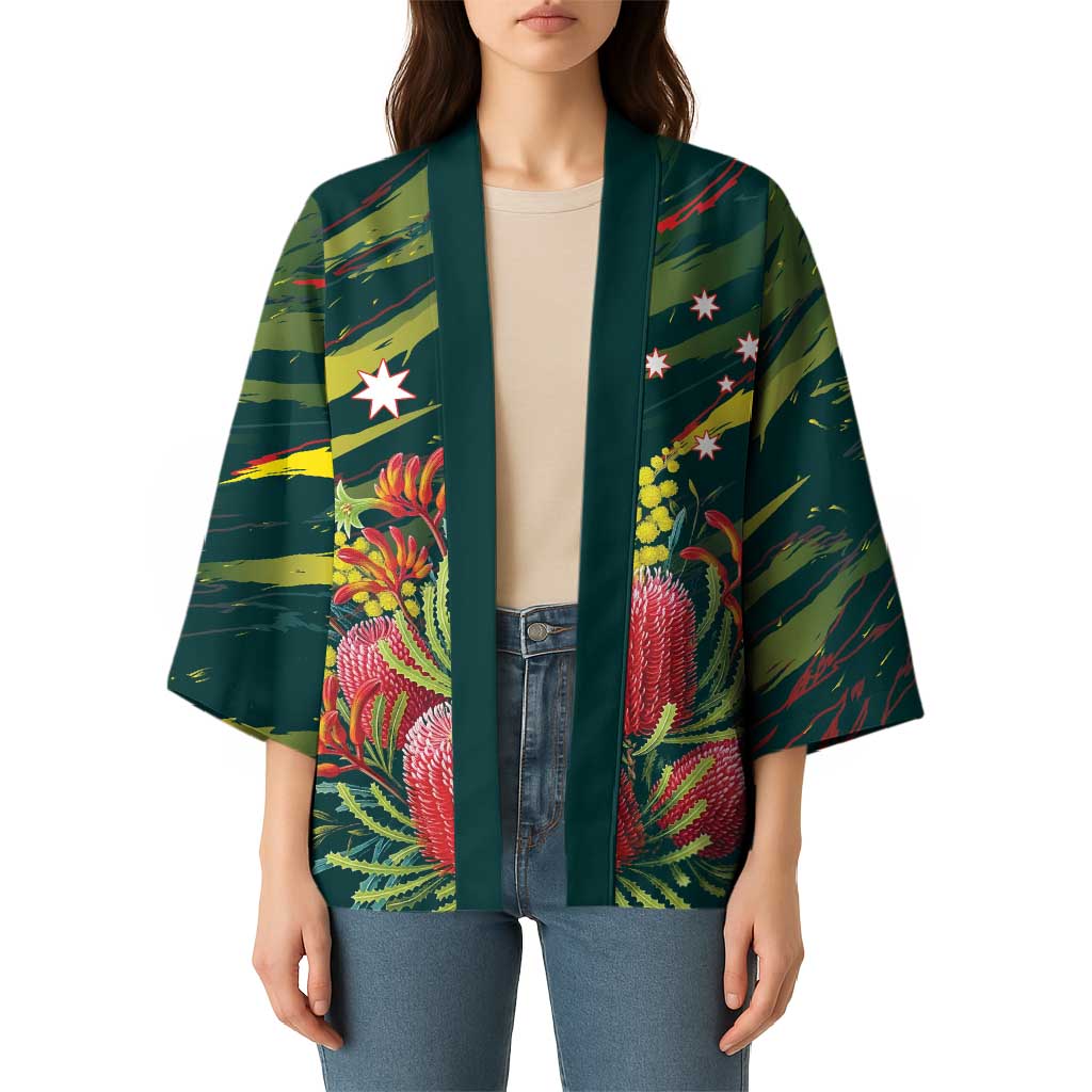 Australian Native Flower Personalised Kimono Banksia Nature’s Wild Flame - Aussie Hoodie