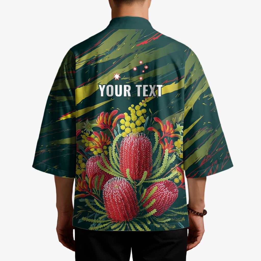 Australian Native Flower Personalised Kimono Banksia Nature’s Wild Flame - Aussie Hoodie