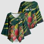 Australian Native Flower Personalised Kimono Sleeve Blouse Banksia Nature’s Wild Flame - Aussie Hoodie