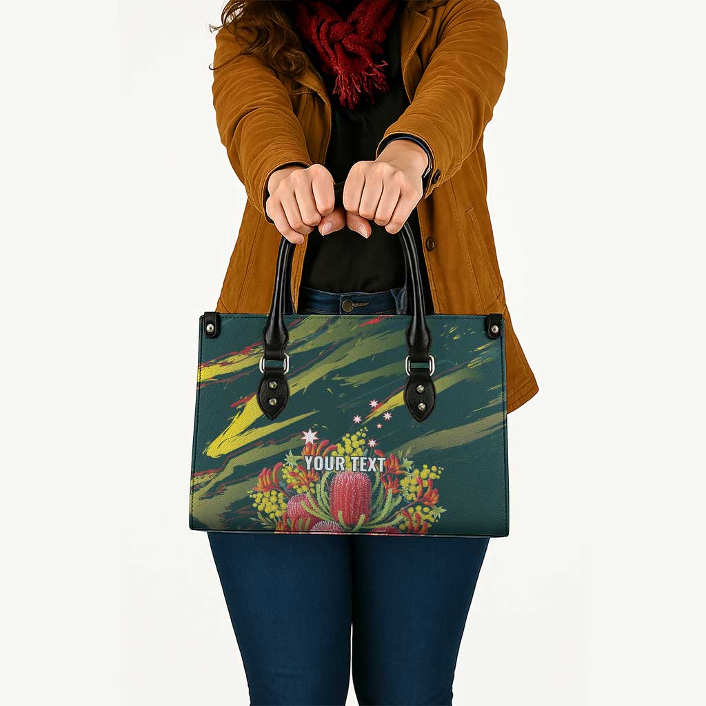Australian Native Flower Personalised Leather Bag Banksia Nature’s Wild Flame - Aussie Hoodie