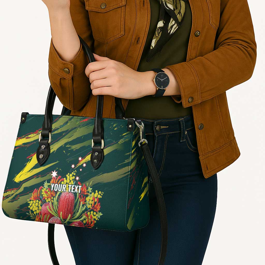 Australian Native Flower Personalised Leather Bag Banksia Nature’s Wild Flame - Aussie Hoodie