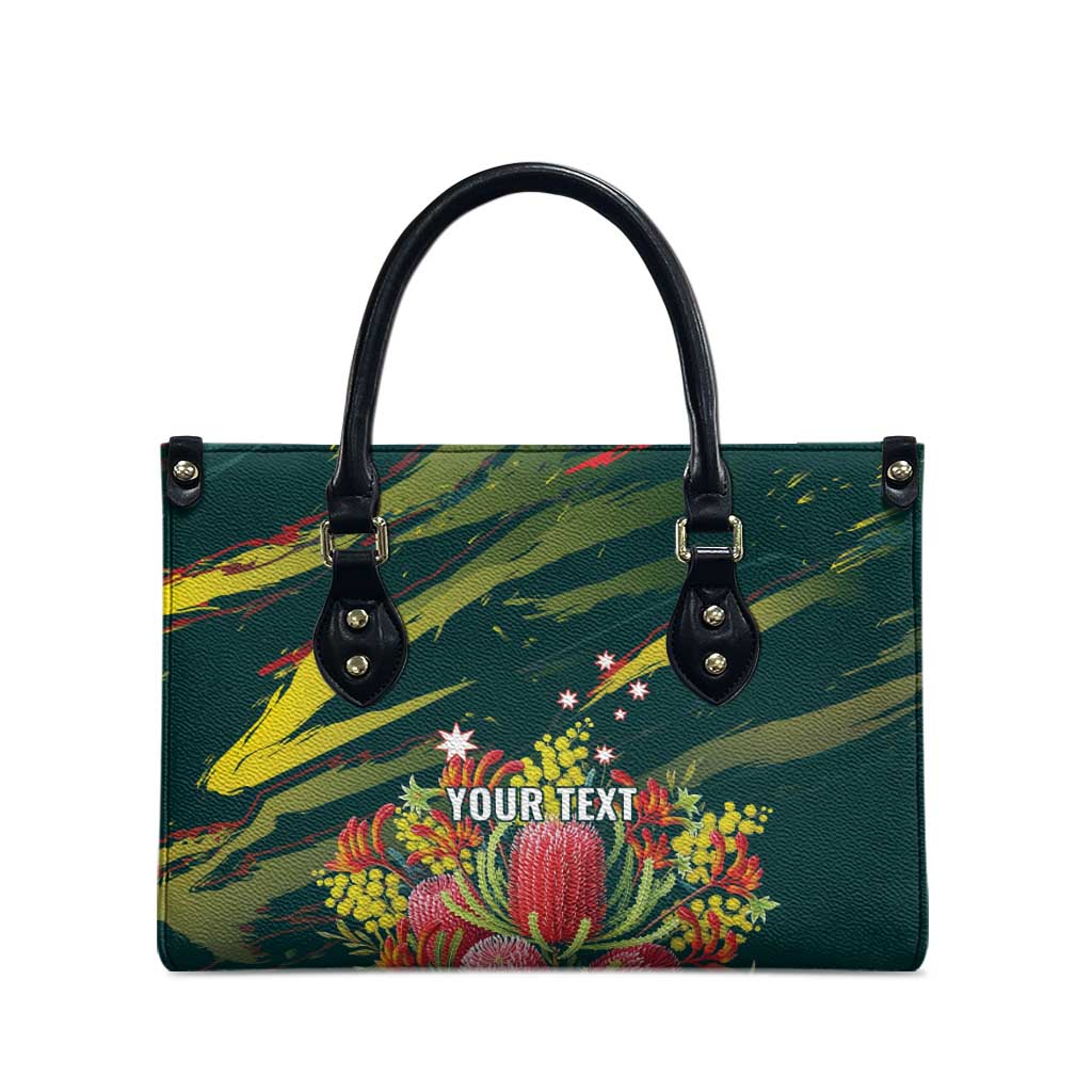 Australian Native Flower Personalised Leather Bag Banksia Nature’s Wild Flame - Aussie Hoodie