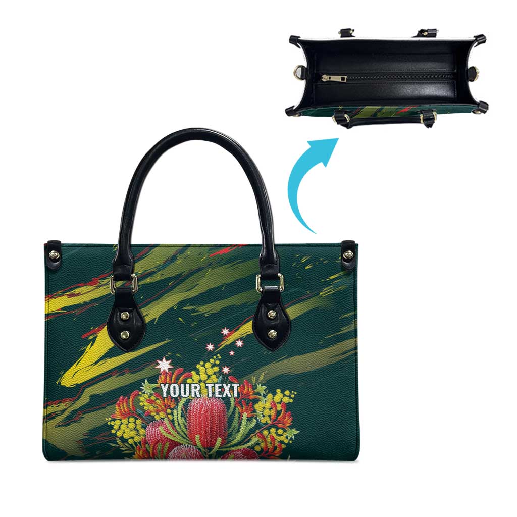 Australian Native Flower Personalised Leather Bag Banksia Nature’s Wild Flame - Aussie Hoodie