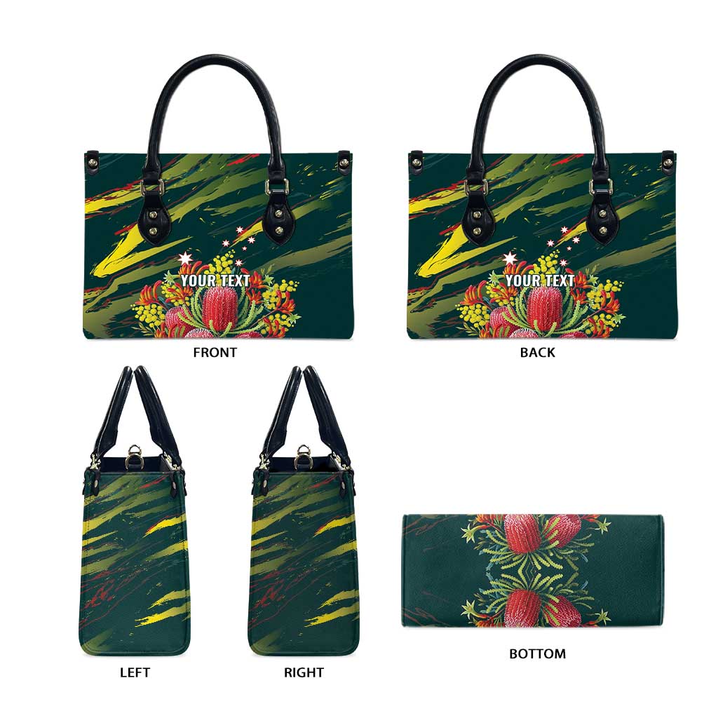 Australian Native Flower Personalised Leather Bag Banksia Nature’s Wild Flame - Aussie Hoodie