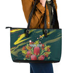 Australian Native Flower Personalised Leather Tote Bag Banksia Nature’s Wild Flame - Aussie Hoodie