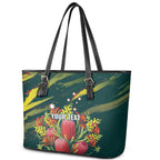 Australian Native Flower Personalised Leather Tote Bag Banksia Nature’s Wild Flame - Aussie Hoodie