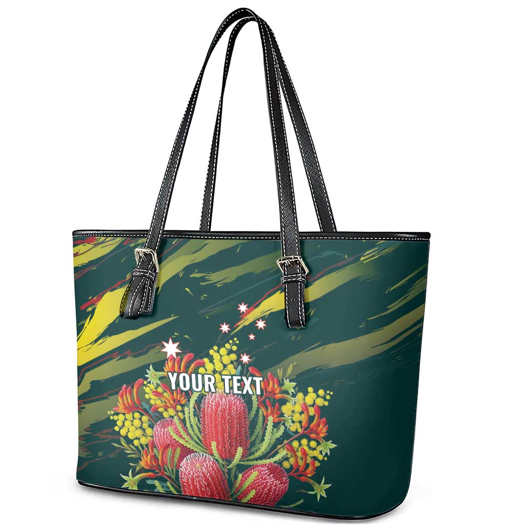 Australian Native Flower Personalised Leather Tote Bag Banksia Nature’s Wild Flame - Aussie Hoodie