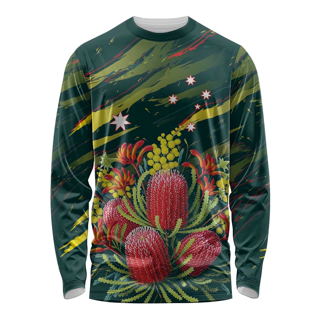 Australian Native Flower Personalised Long Sleeve Shirt Banksia Nature’s Wild Flame - Aussie Hoodie