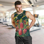 Australian Native Flower Personalised Men Tank Top Banksia Nature’s Wild Flame - Aussie Hoodie