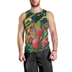 Australian Native Flower Personalised Men Tank Top Banksia Nature’s Wild Flame - Aussie Hoodie