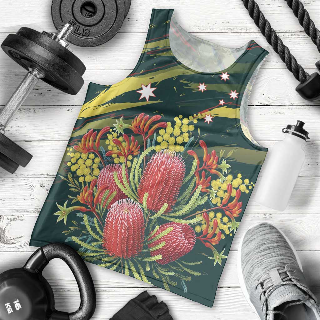 Australian Native Flower Personalised Men Tank Top Banksia Nature’s Wild Flame - Aussie Hoodie