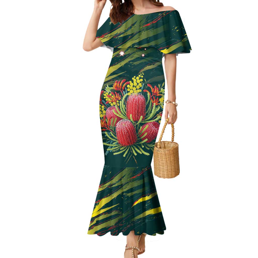 Australian Native Flower Personalised Mermaid Dress Banksia Nature’s Wild Flame - Aussie Hoodie