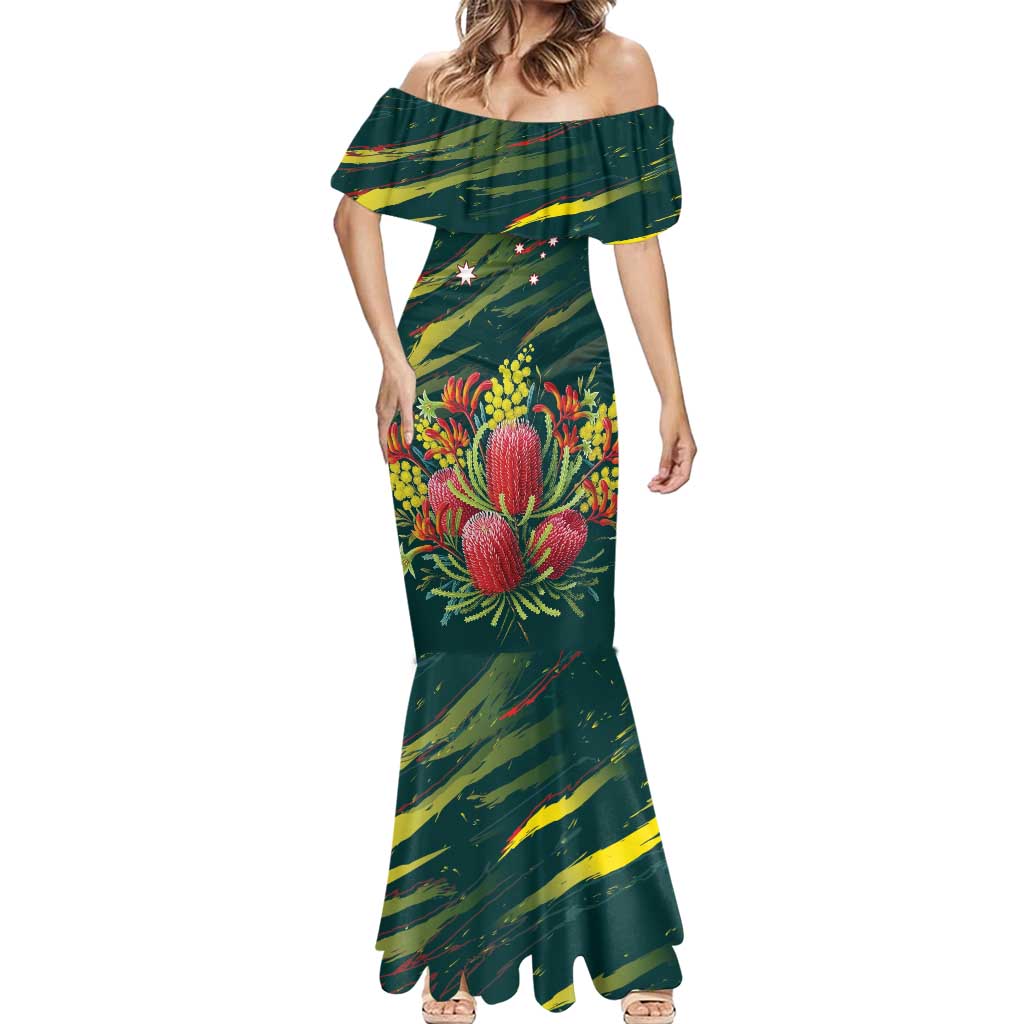 Australian Native Flower Personalised Mermaid Dress Banksia Nature’s Wild Flame - Aussie Hoodie