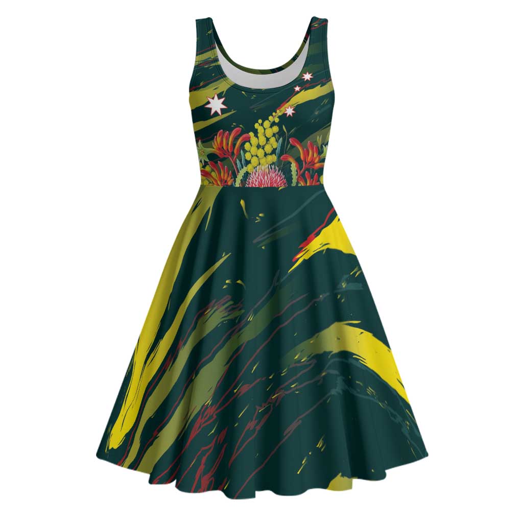 Australian Native Flower Personalised Midi Dress Banksia Nature’s Wild Flame - Aussie Hoodie