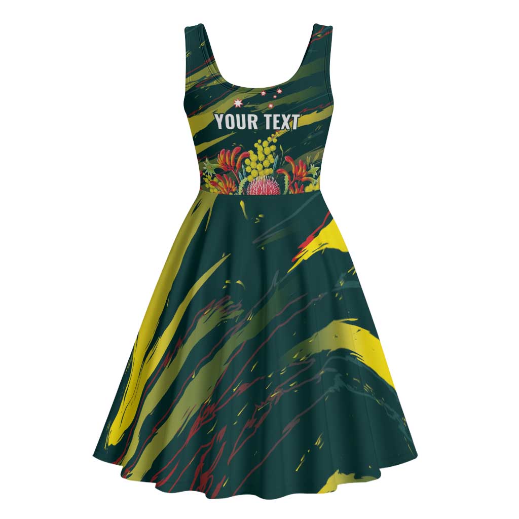 Australian Native Flower Personalised Midi Dress Banksia Nature’s Wild Flame - Aussie Hoodie