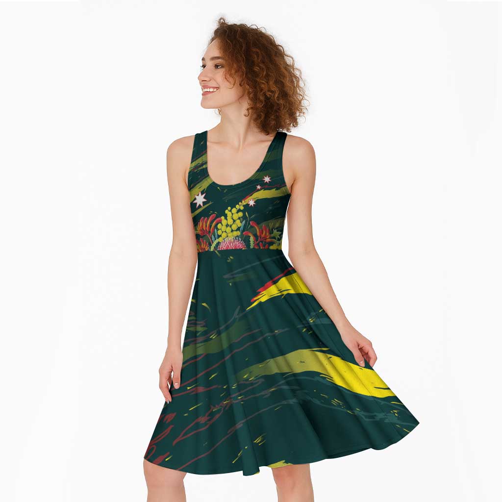 Australian Native Flower Personalised Midi Dress Banksia Nature’s Wild Flame - Aussie Hoodie