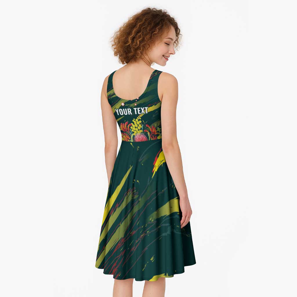 Australian Native Flower Personalised Midi Dress Banksia Nature’s Wild Flame - Aussie Hoodie