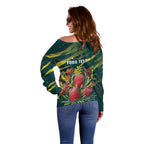 Australian Native Flower Personalised Off Shoulder Sweater Banksia Nature’s Wild Flame - Aussie Hoodie